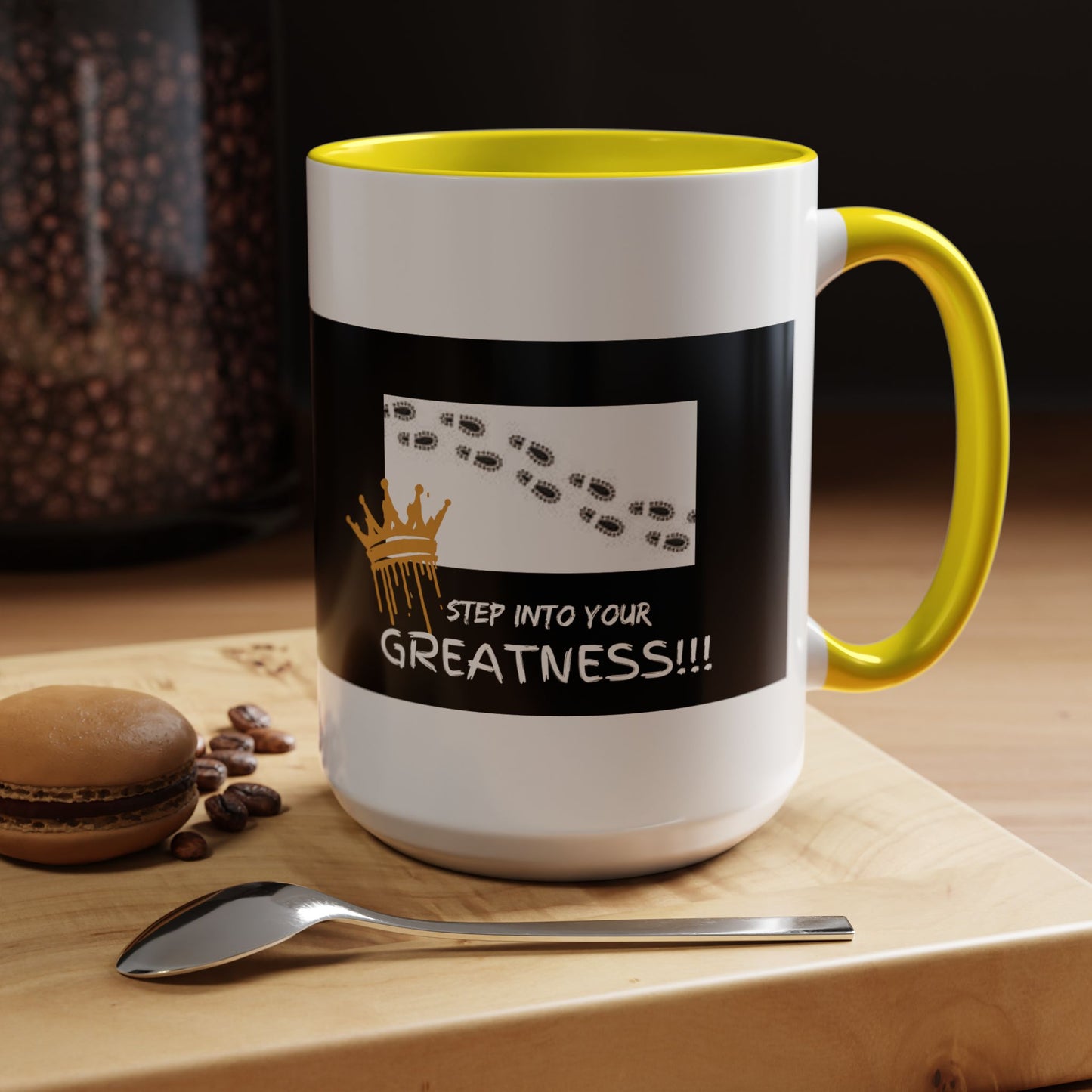 Mug with motivational quote 'Step into your greatness!!!' | Shop with Ara