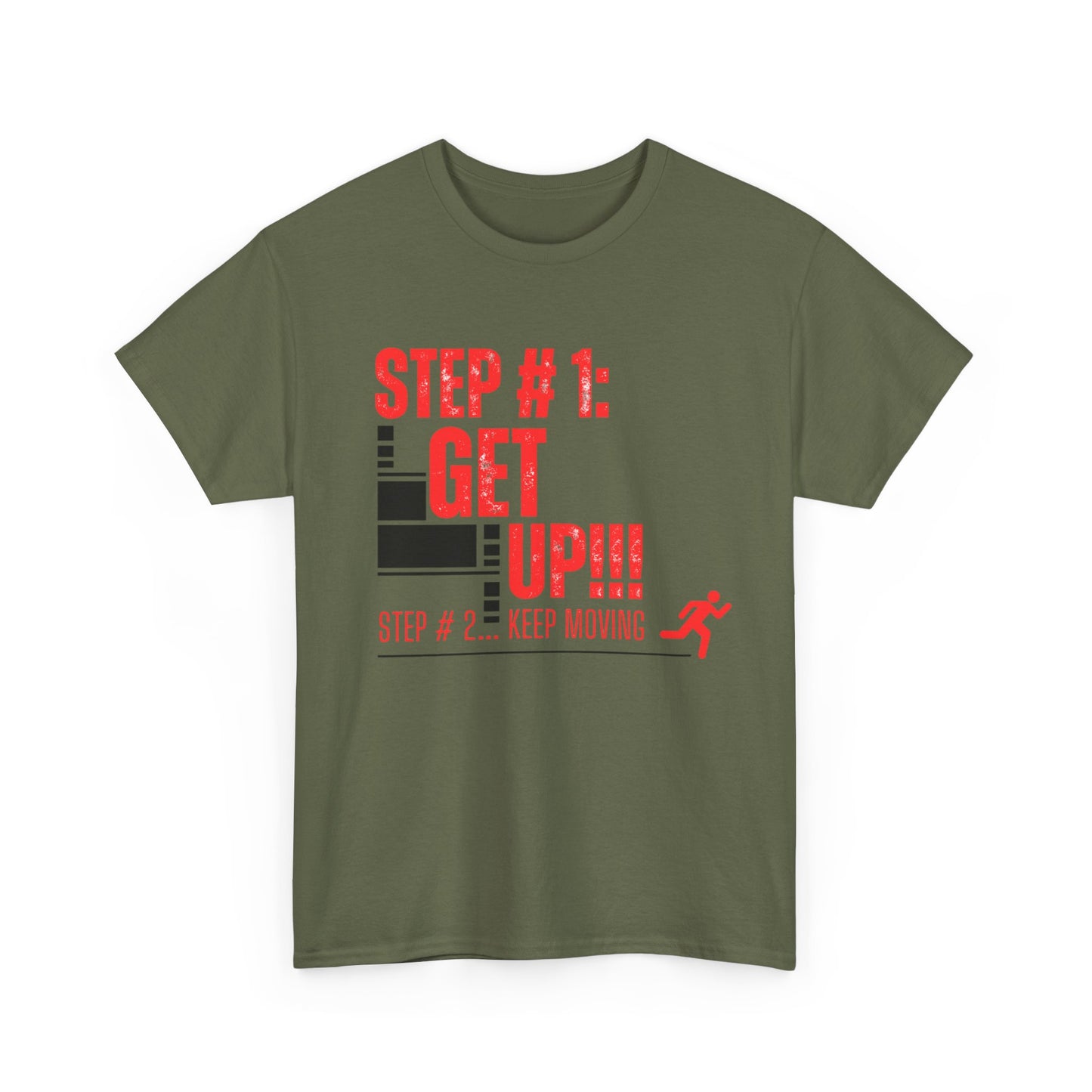 Green t-shirt with red motivational text design | Shop With Ara
