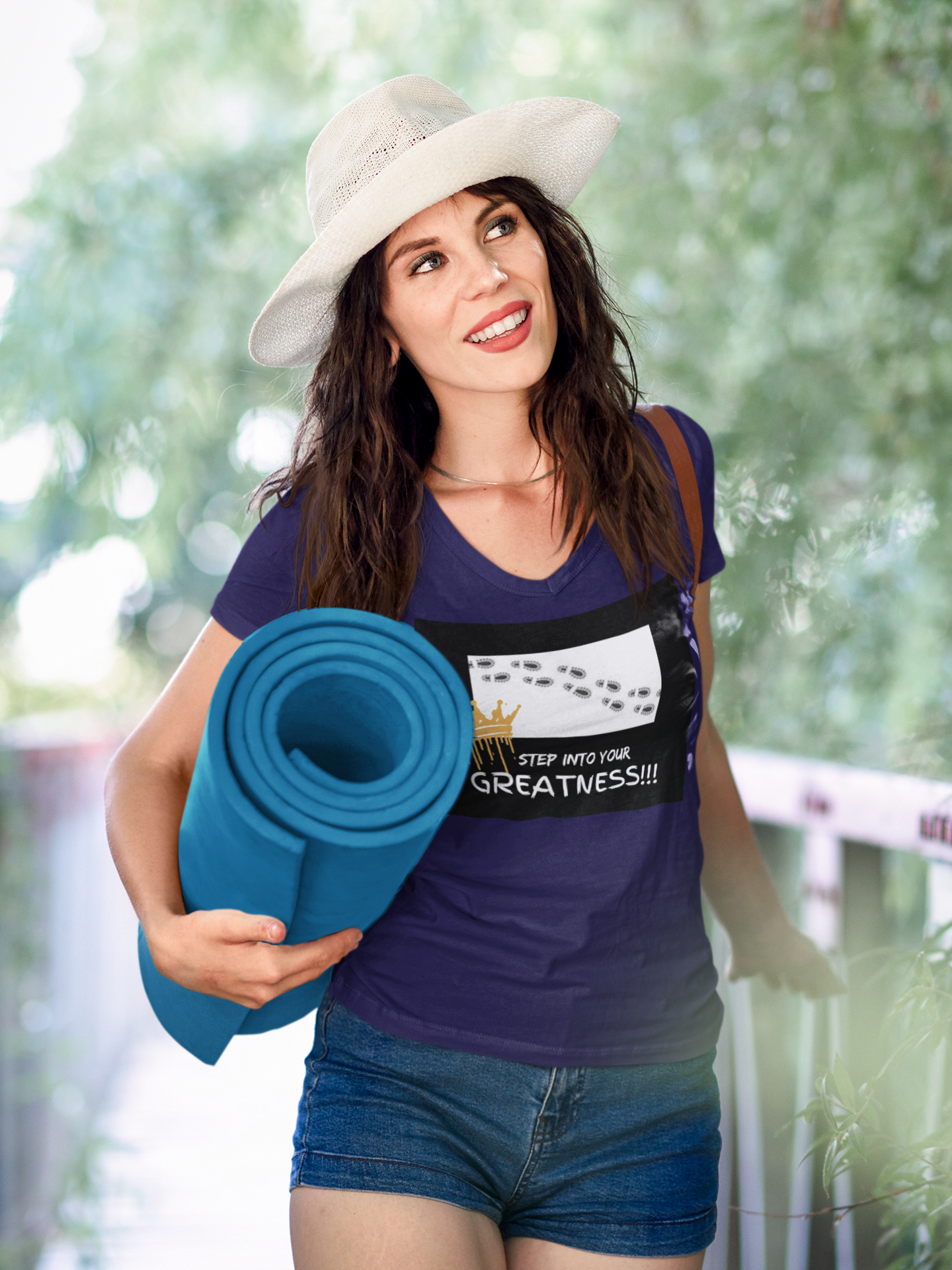 Step Into Your Greatness V-Neck Tee, Motivational Shirt, Inspirational Gift, Positive Affirmation Clothing