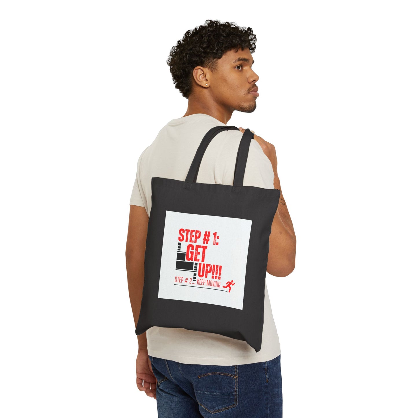 Get Up & Keep Moving Canvas Tote Bag – Eco-Friendly Gym Bag & Daily Carry | Shop With Ara