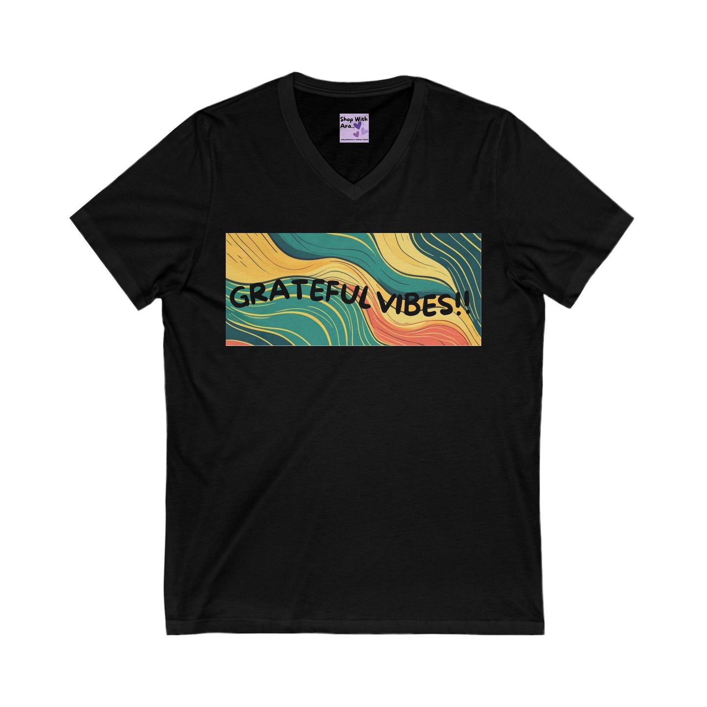 Grateful Vibes V-Neck Jersey Tee – Inspirational Positive Affirmation Shirt | Shop With Ara