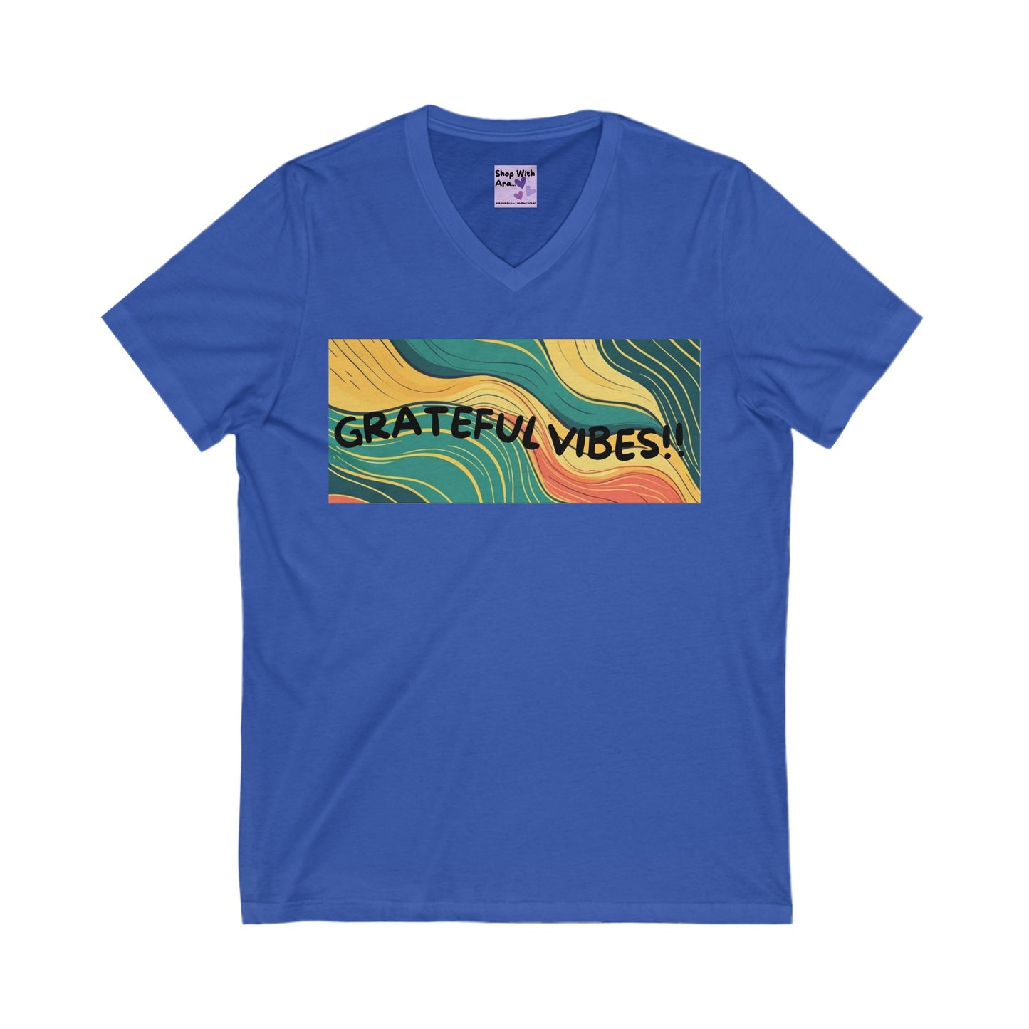 Grateful Vibes V-Neck Jersey Tee – Inspirational Positive Affirmation Shirt | Shop With Ara