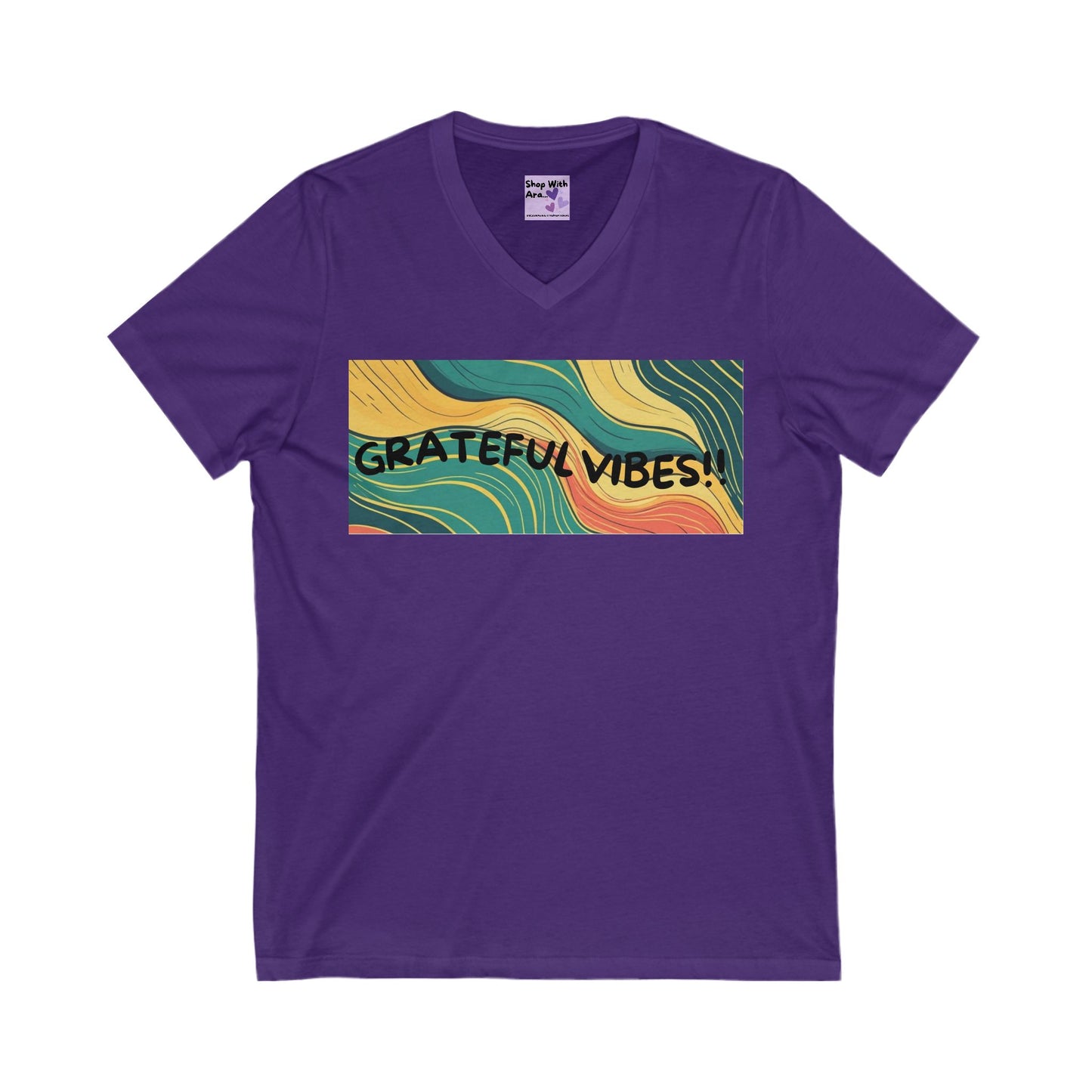 Grateful Vibes V-Neck Jersey Tee – Inspirational Positive Affirmation Shirt | Shop With Ara