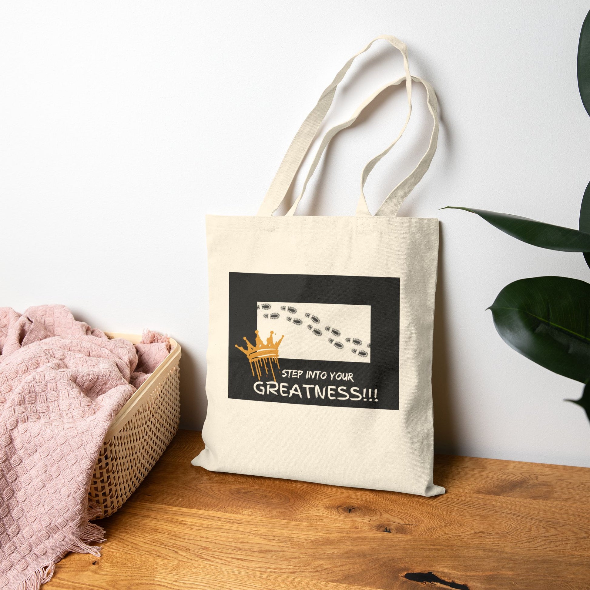 Step Into Your Greatness Canvas Tote – Inspirational Eco-Friendly Bag | Shop With Ara