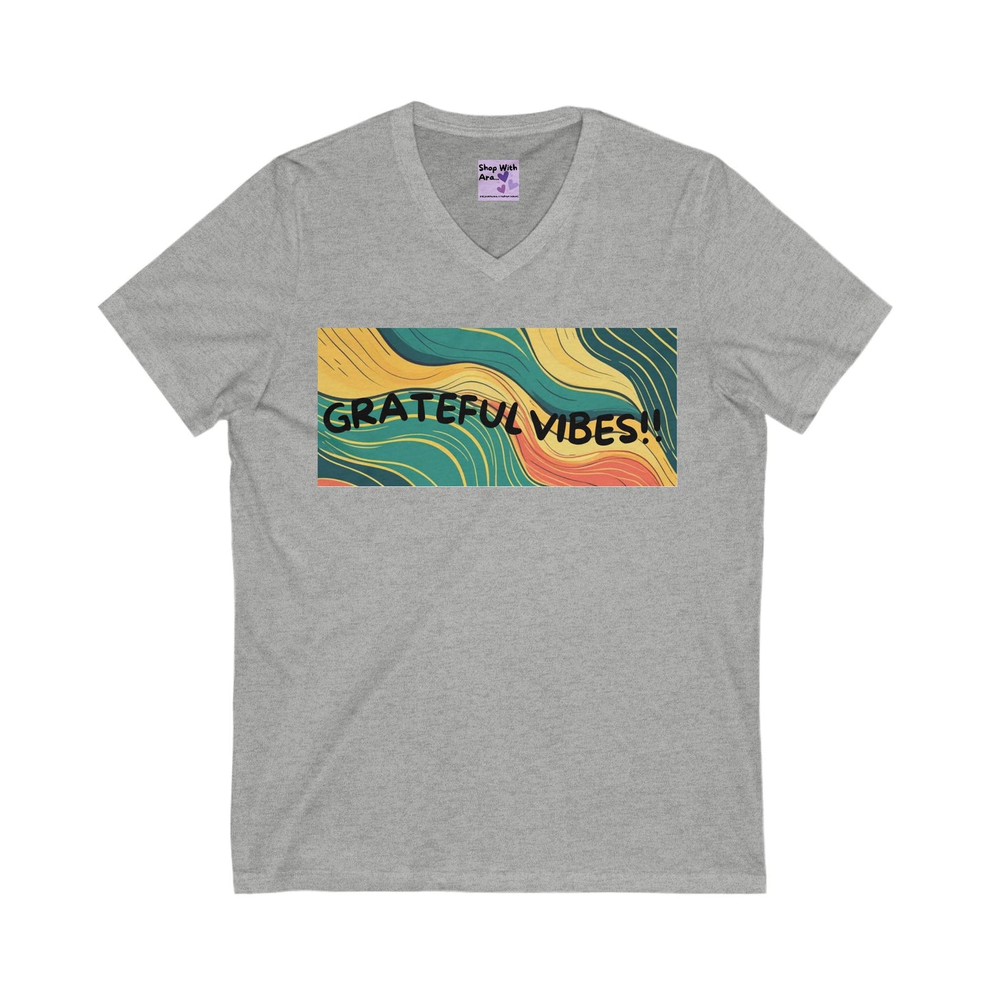 Grateful Vibes V-Neck Jersey Tee – Inspirational Positive Affirmation Shirt | Shop With Ara