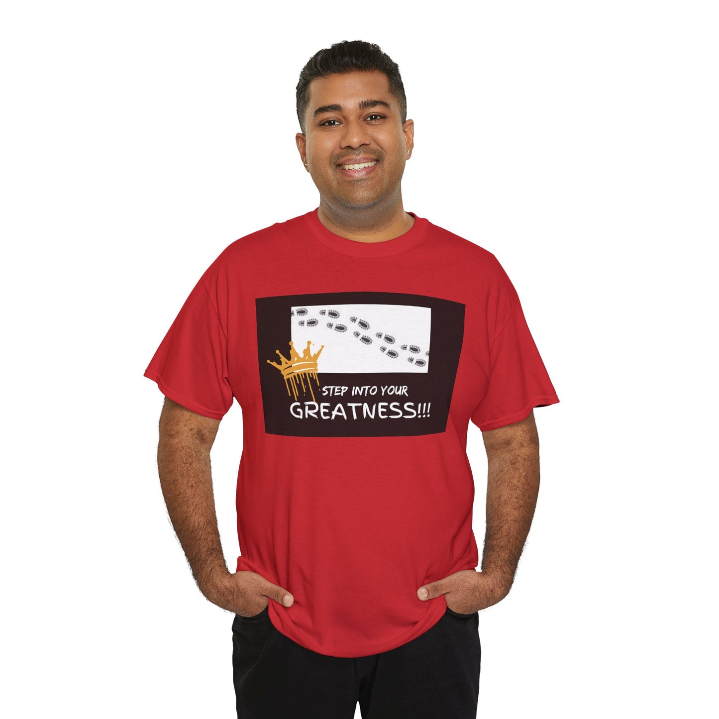 Step Into Greatness Unisex Heavy Cotton Tee – Bold Motivational T-Shirt | Shop With Ara