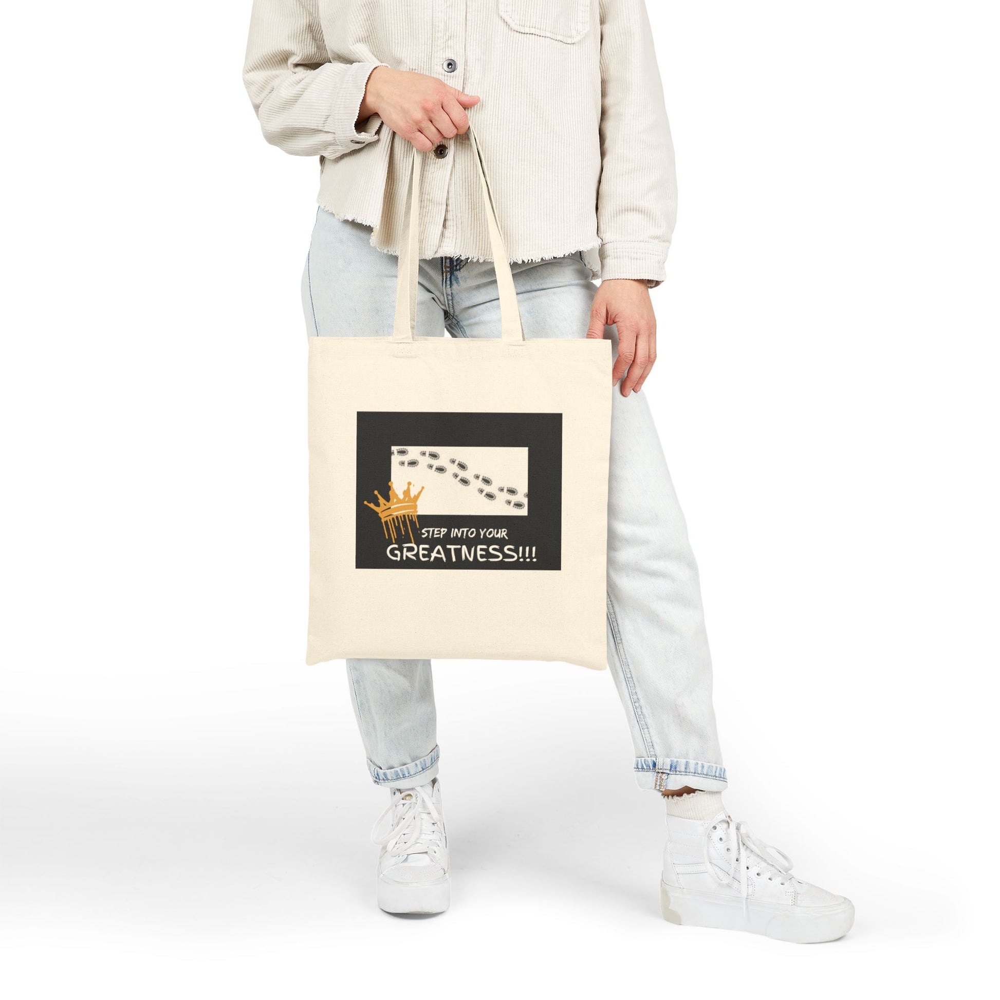 Step Into Your Greatness Canvas Tote – Inspirational Eco-Friendly Bag | Shop With Ara