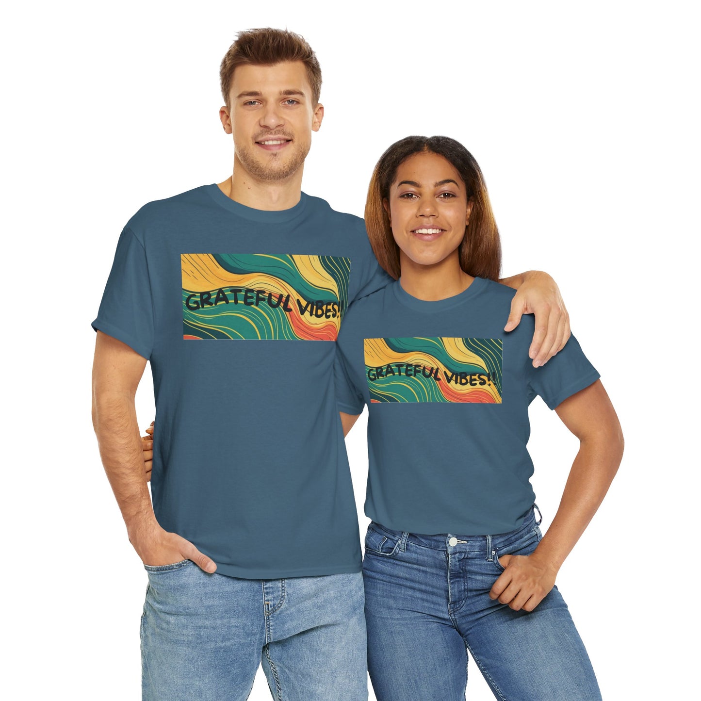 Grateful Vibes Unisex Heavy Cotton Tee – Positive Energy T-Shirt | Shop With Ara