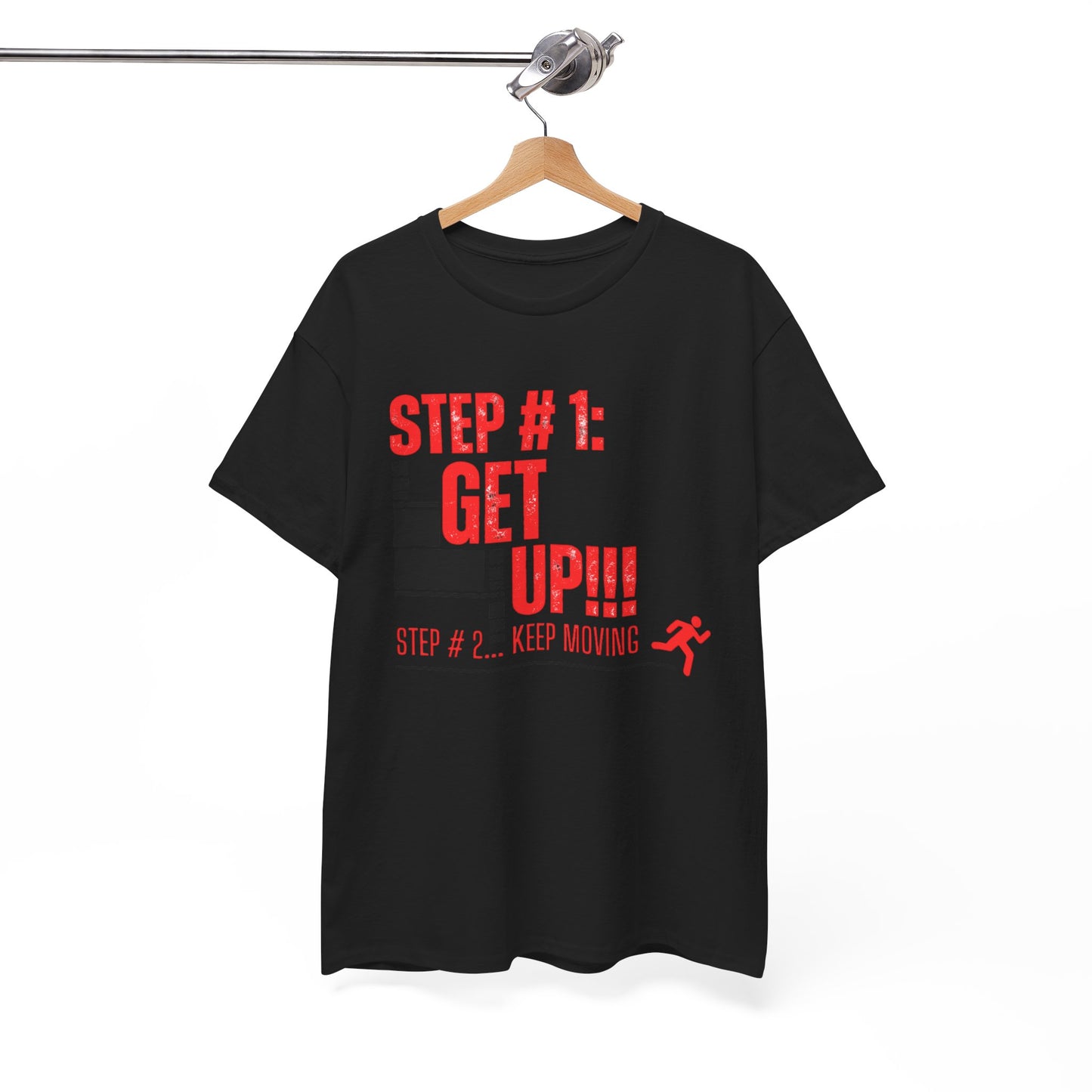 Black t-shirt with red motivational text | Shop With Ara