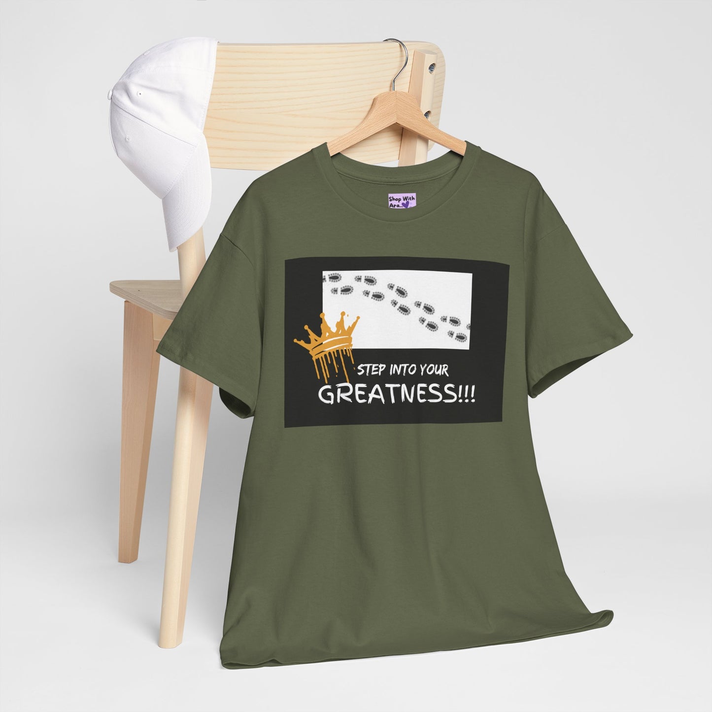 Step Into Greatness Unisex Heavy Cotton Tee – Bold Motivational T-Shirt | Shop With Ara