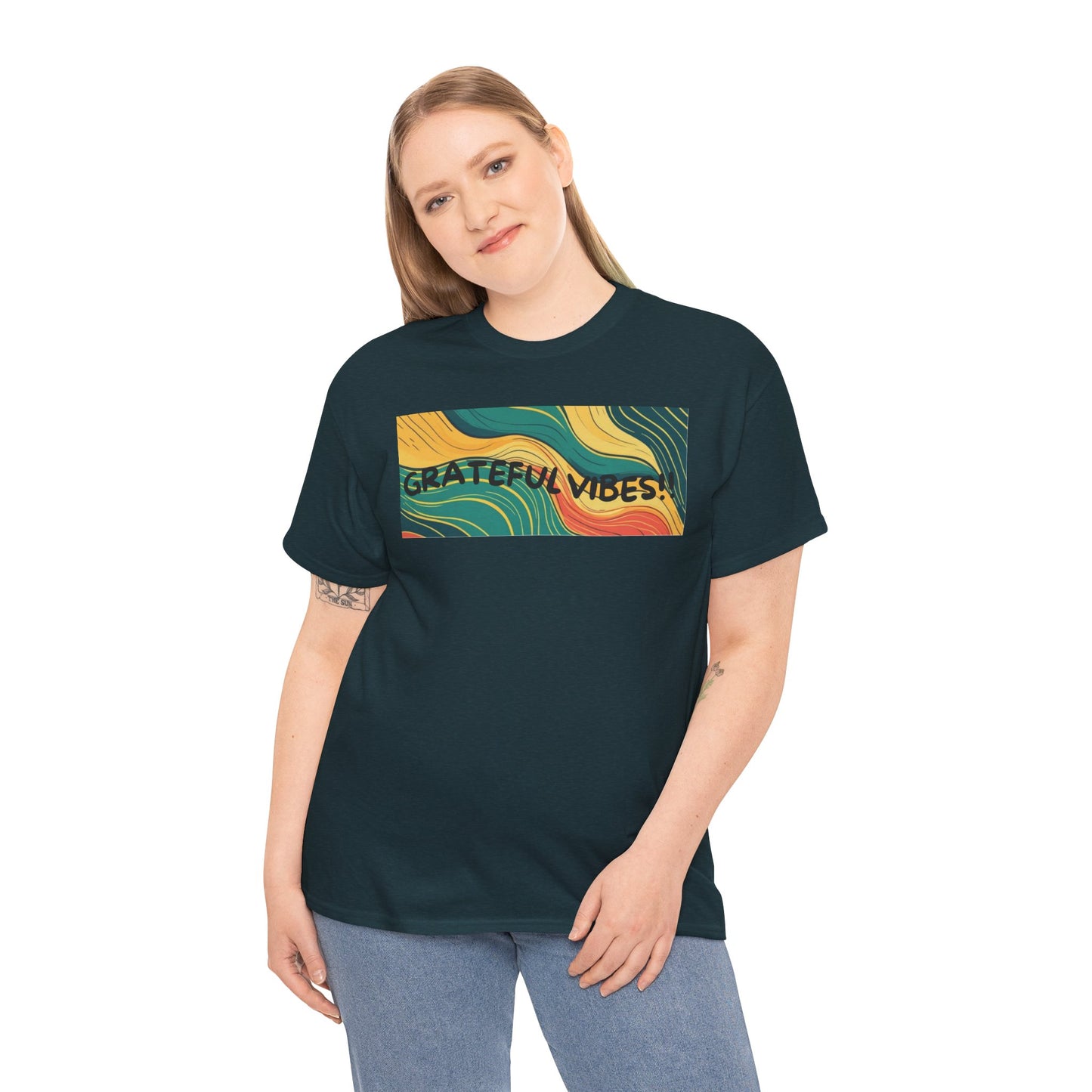 Grateful Vibes Unisex Heavy Cotton Tee – Positive Energy T-Shirt | Shop With Ara