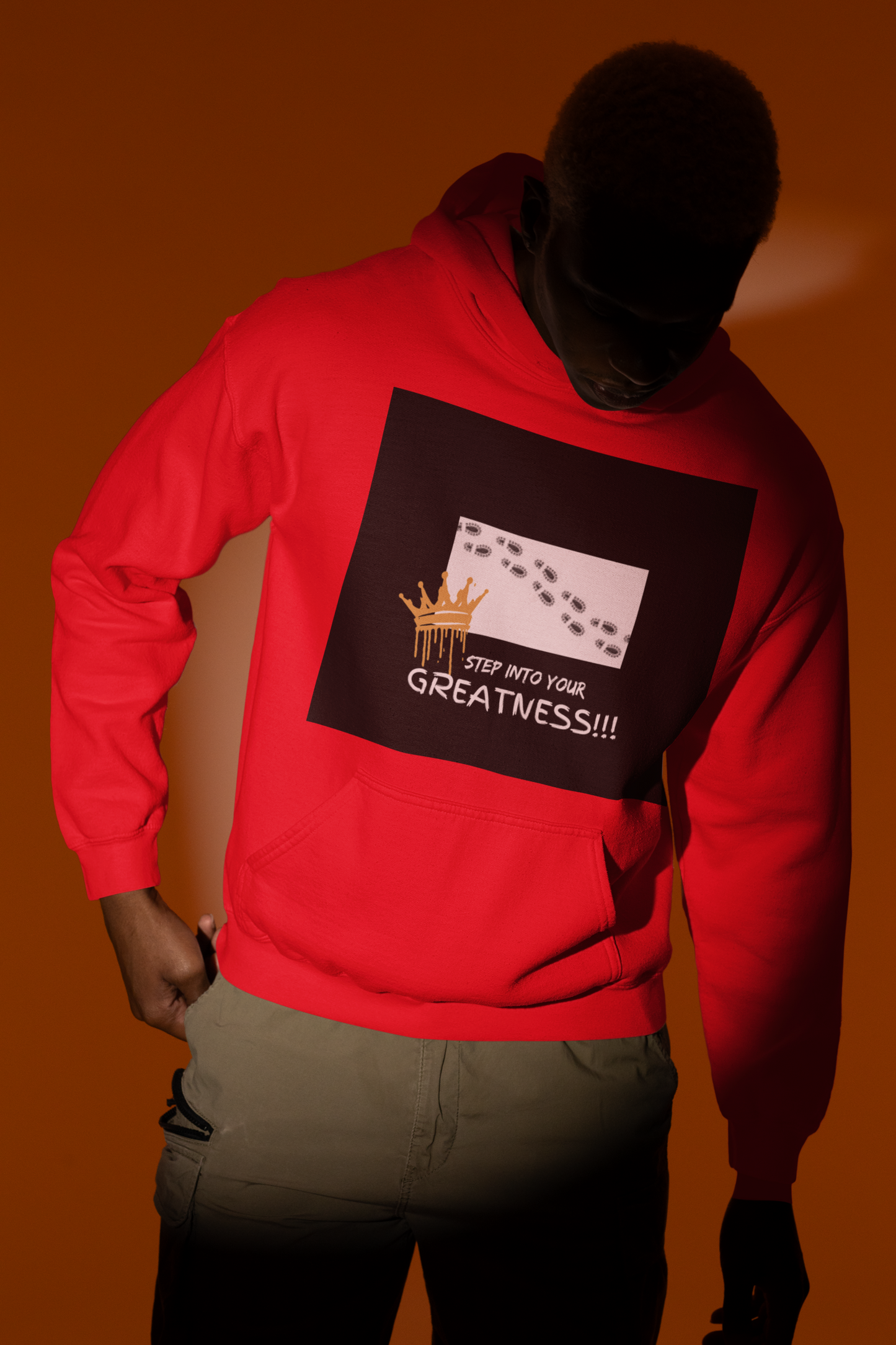 Red hoodie with a graphic design  | Shop With Ara