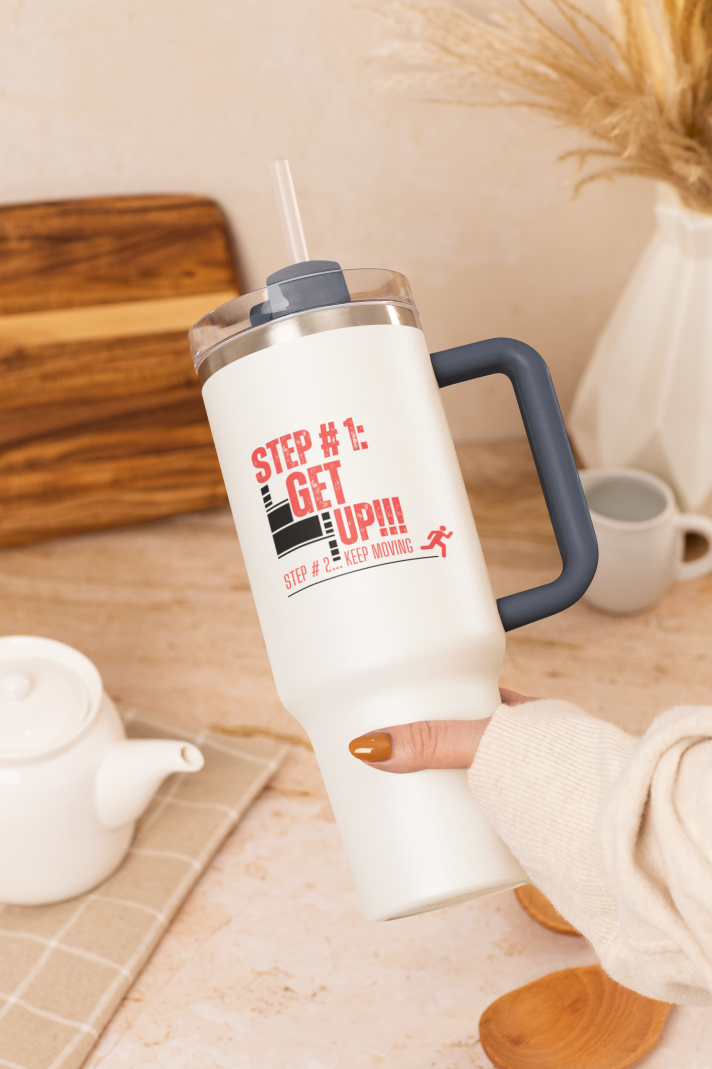 Get Up Keep Moving 40oz Motivational Tumbler – Gym & Travel Drinkware | Shop With Ara