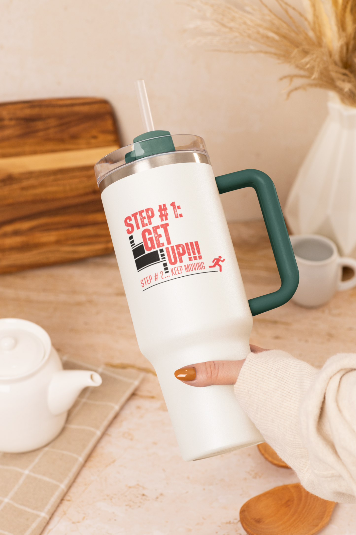 Get Up Keep Moving 40oz Motivational Tumbler – Gym & Travel Drinkware | Shop With Ara