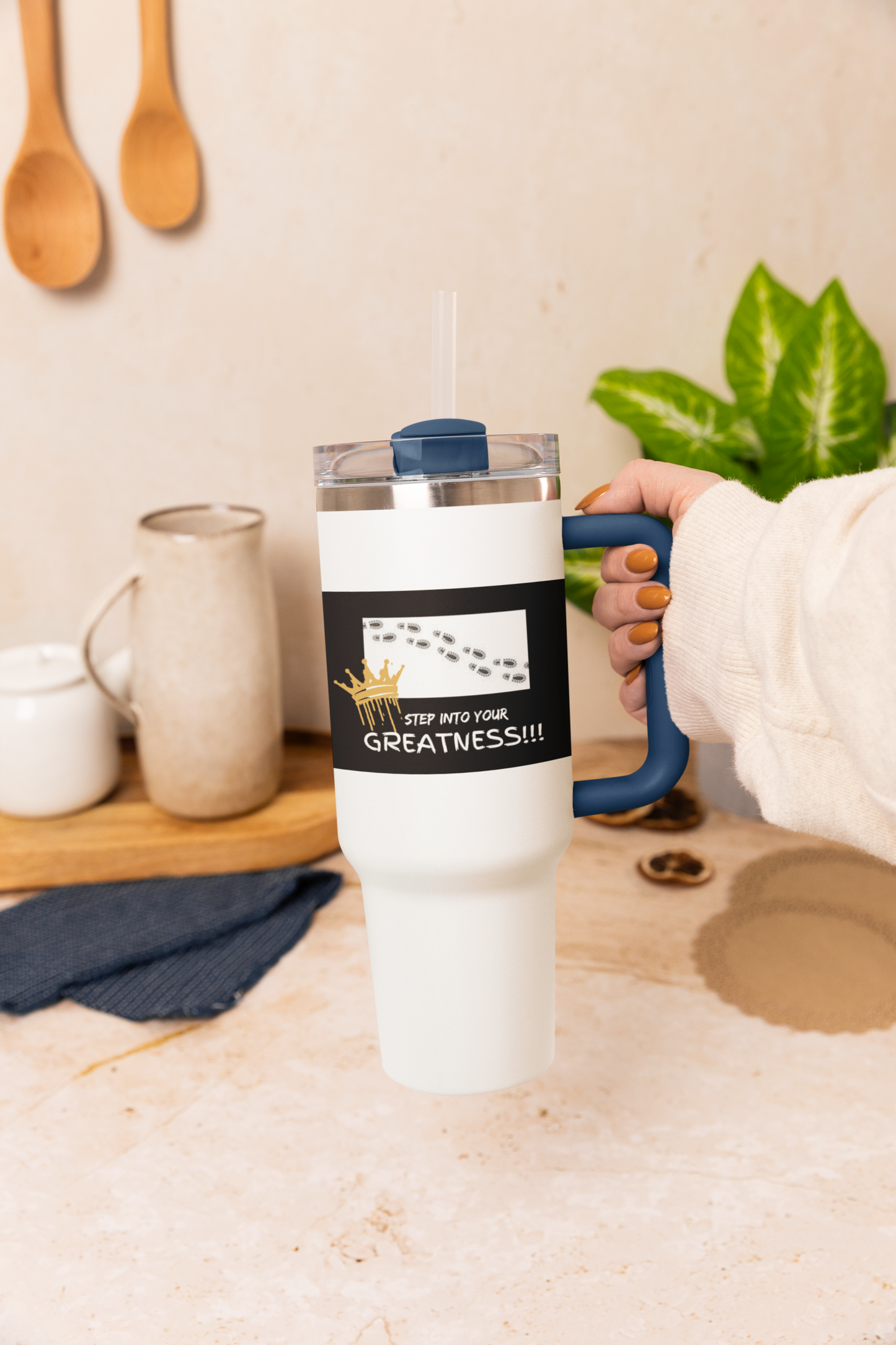 Step Into Your Greatness 40oz Vacuum Tumbler – Motivational Water Bottle | Shop With Ara