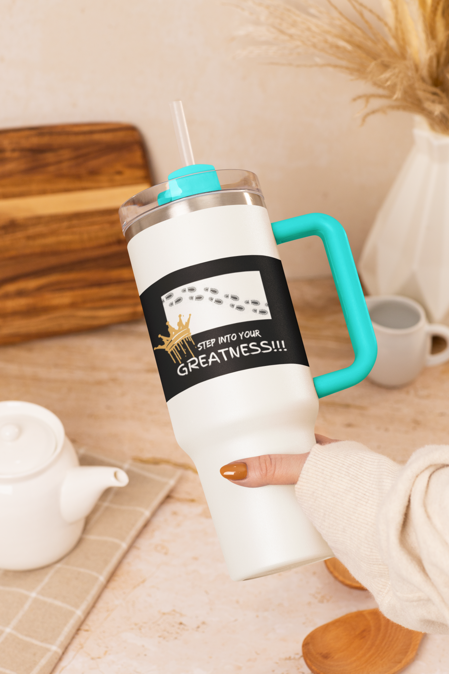 Step Into Your Greatness 40oz Vacuum Tumbler – Motivational Water Bottle | Shop With Ara