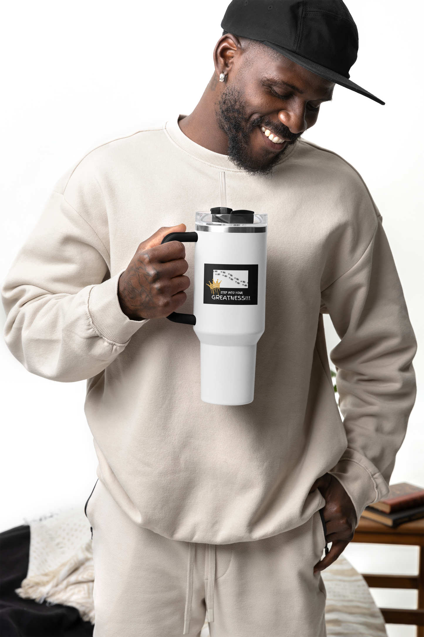 Step Into Your Greatness 40oz Vacuum Tumbler – Motivational Water Bottle | Shop With Ara