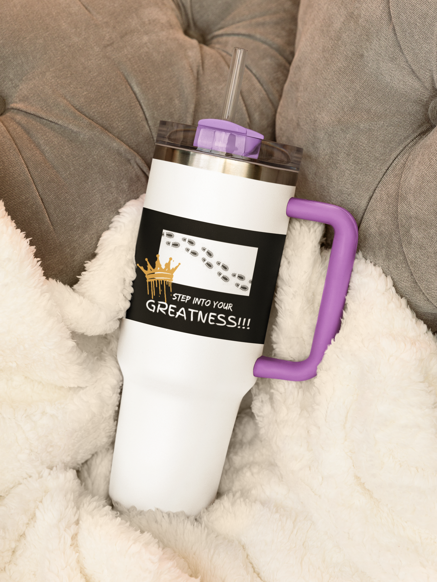 Step Into Your Greatness Motivational Vacuum Tumbler | 40oz Water Bottle | Inspirational Drinkware