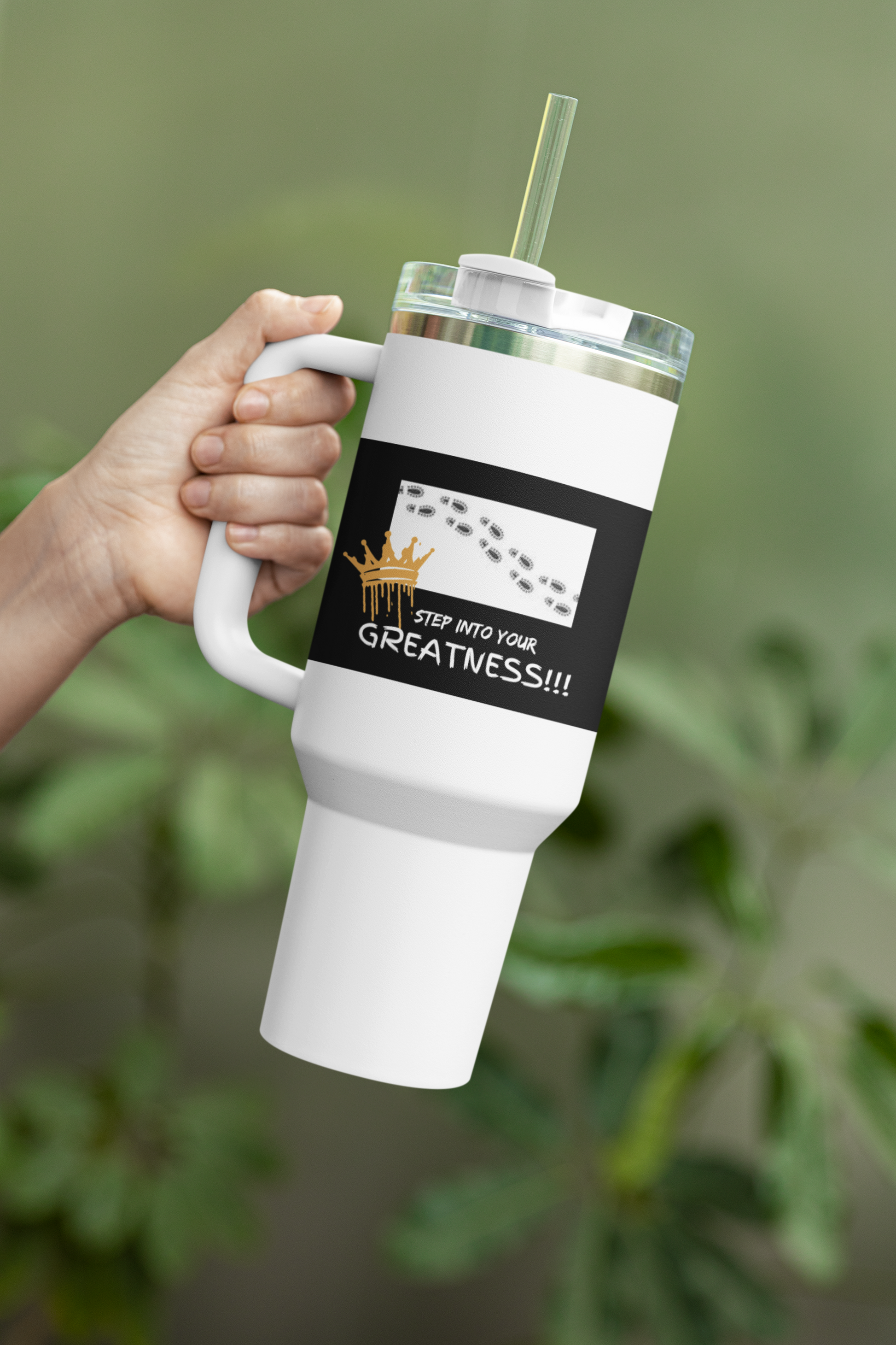 Step Into Your Greatness 40oz Vacuum Tumbler – Motivational Water Bottle | Shop With Ara