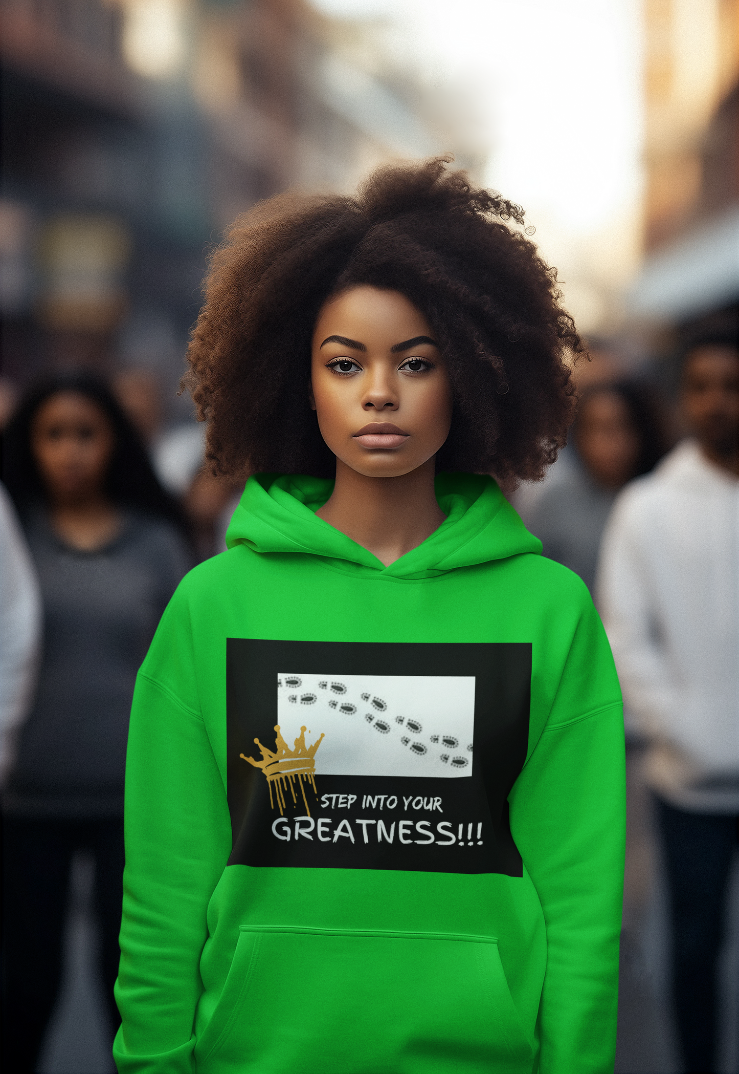 Green hoodie with a motivational message | Shop With Ara