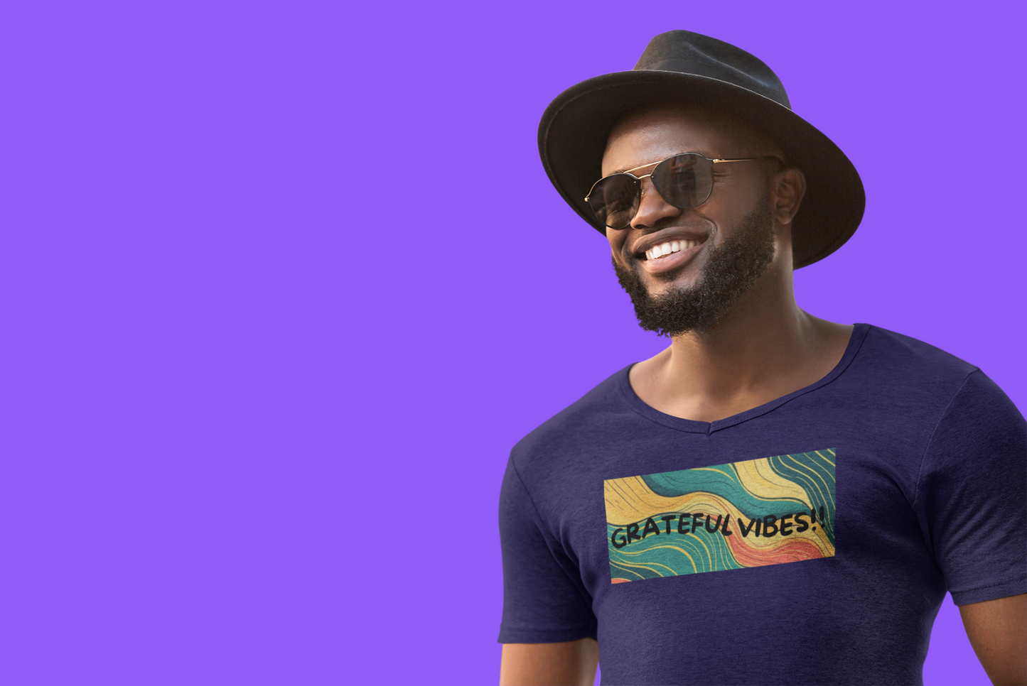 Grateful Vibes V-Neck Jersey Tee – Inspirational Positive Affirmation Shirt | Shop With Ara