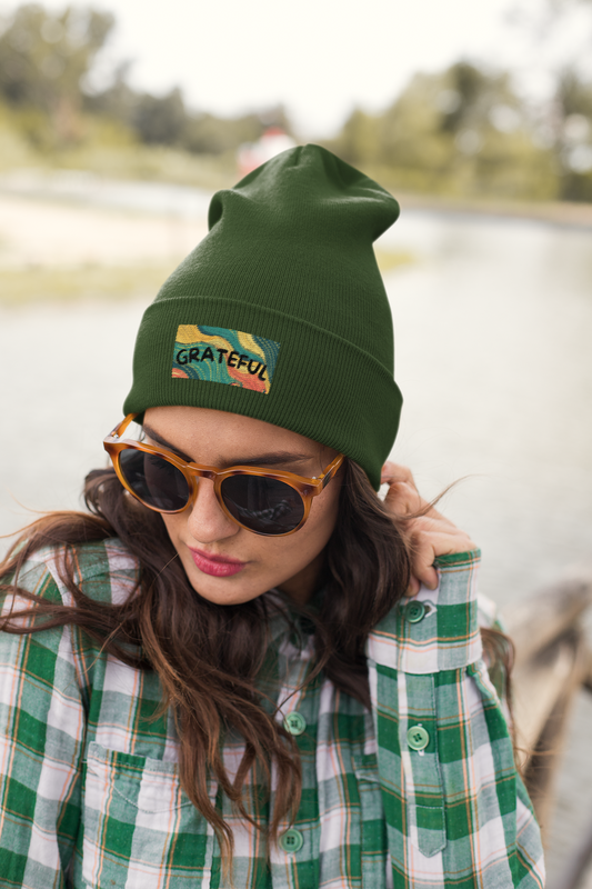 Grateful Embroidered Cuffed Beanie – Thoughtful Gift for Friends | Shop With Ara