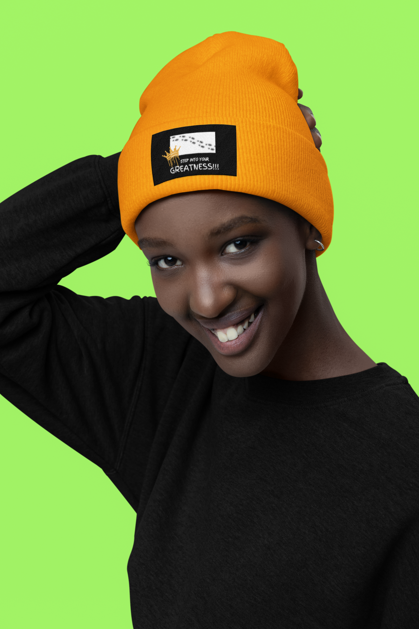 Step Into Your Greatness Embroidered Beanie—Inspirational Winter Hat | Shop With Ara