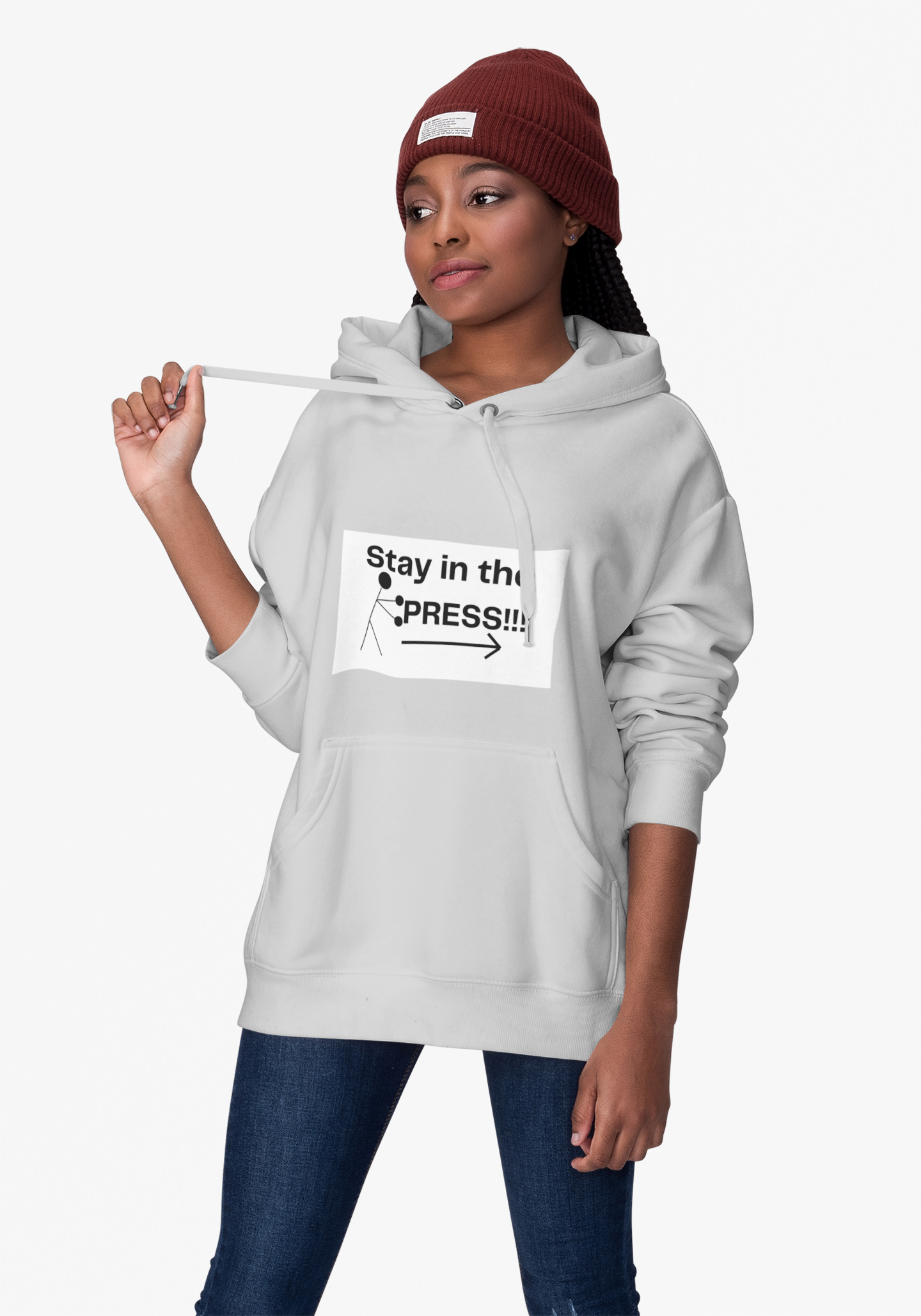 Stay in the Press Hoodie, Positive Affirmations, Athletic Apparel, Active Lifestyle Clothing