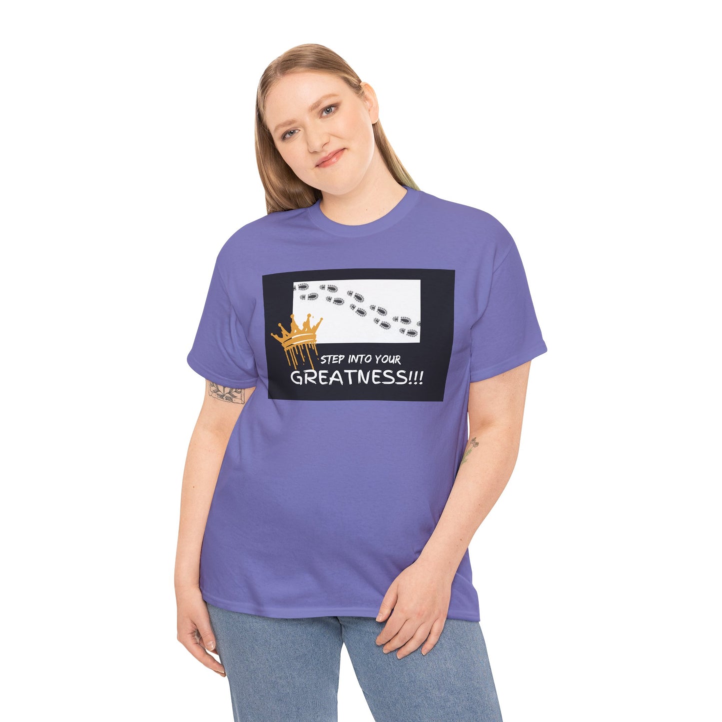 Step Into Greatness Unisex Heavy Cotton Tee – Bold Motivational T-Shirt | Shop With Ara