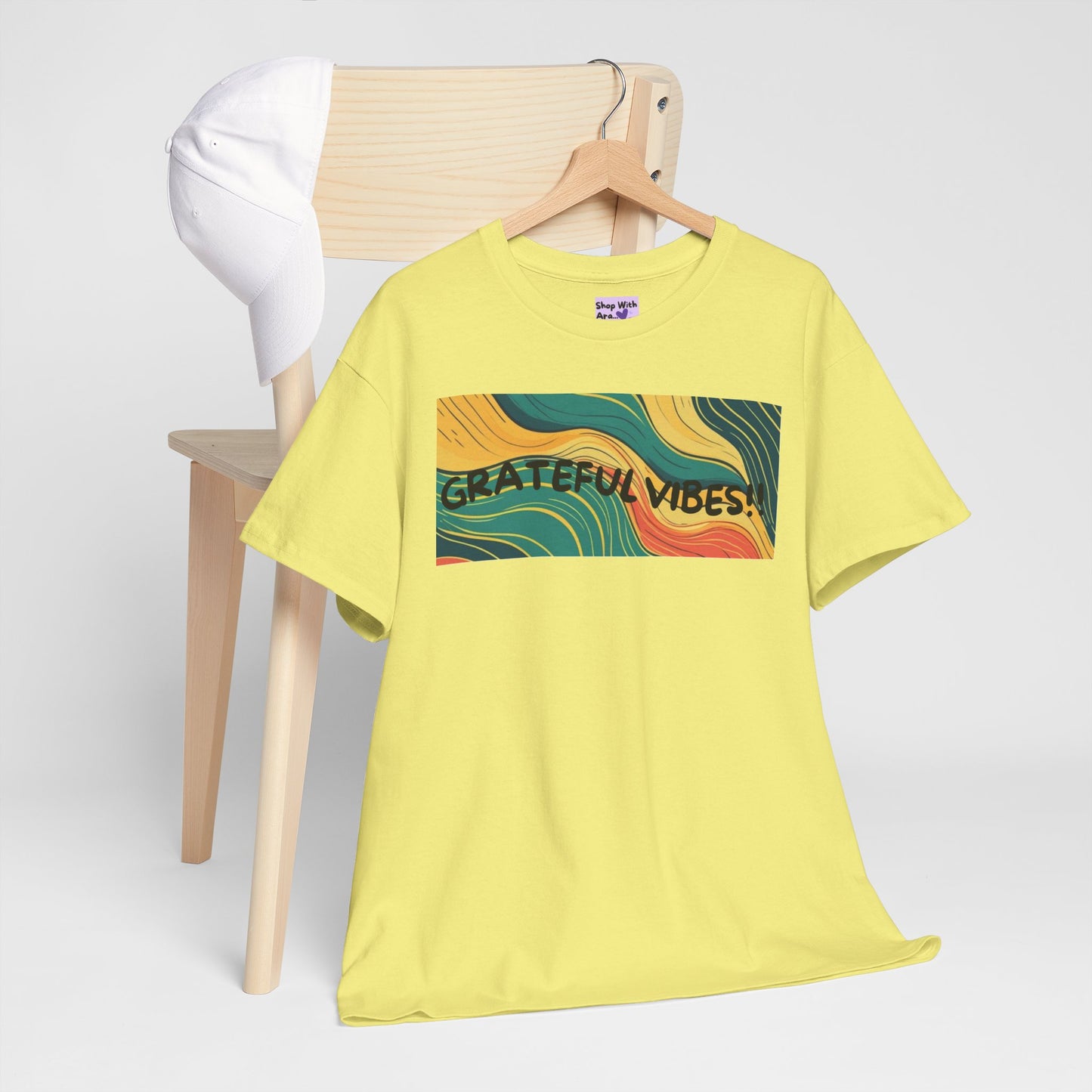 Grateful Vibes Unisex Heavy Cotton Tee – Positive Energy T-Shirt | Shop With Ara