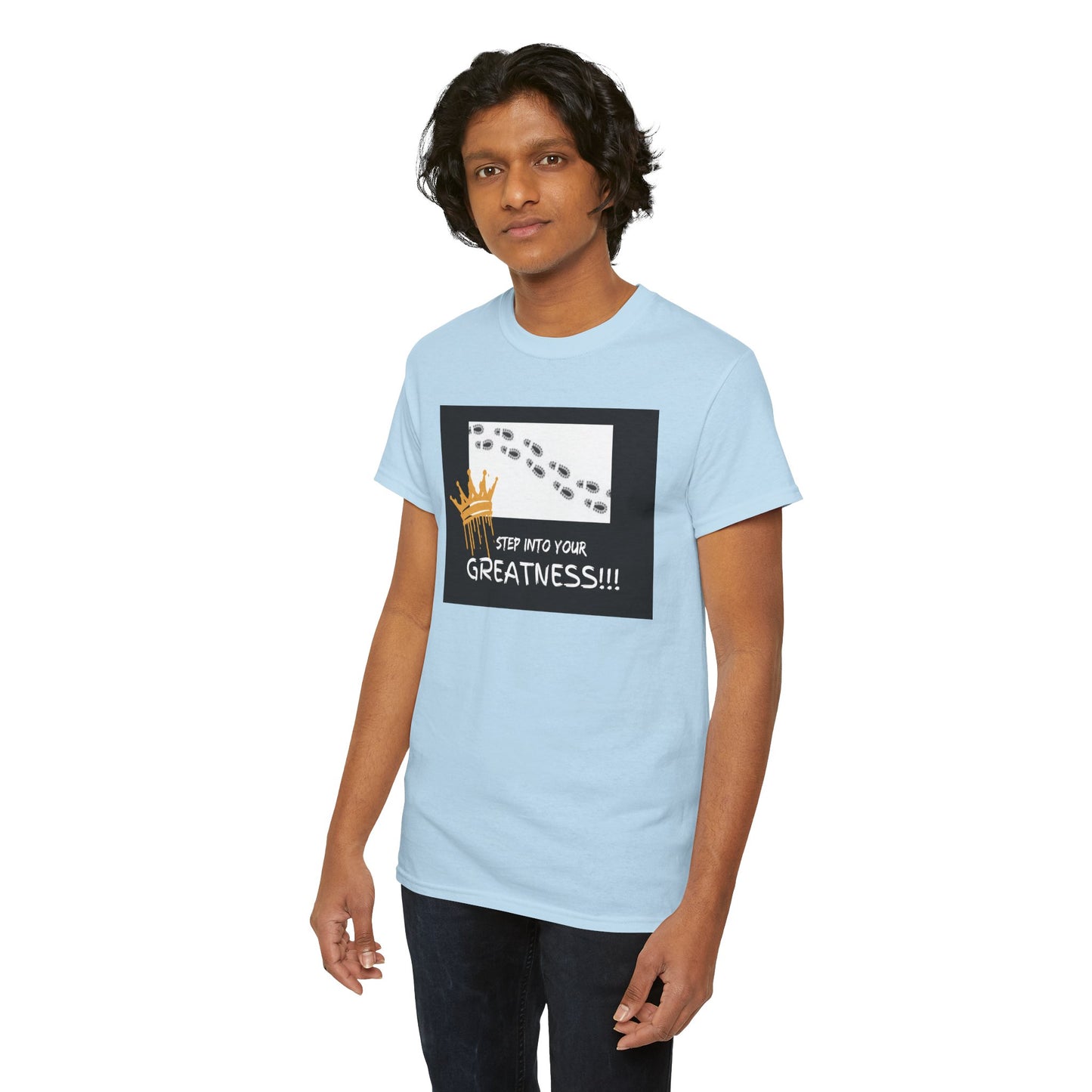 Step Into Greatness Unisex Heavy Cotton Tee – Bold Motivational T-Shirt | Shop With Ara