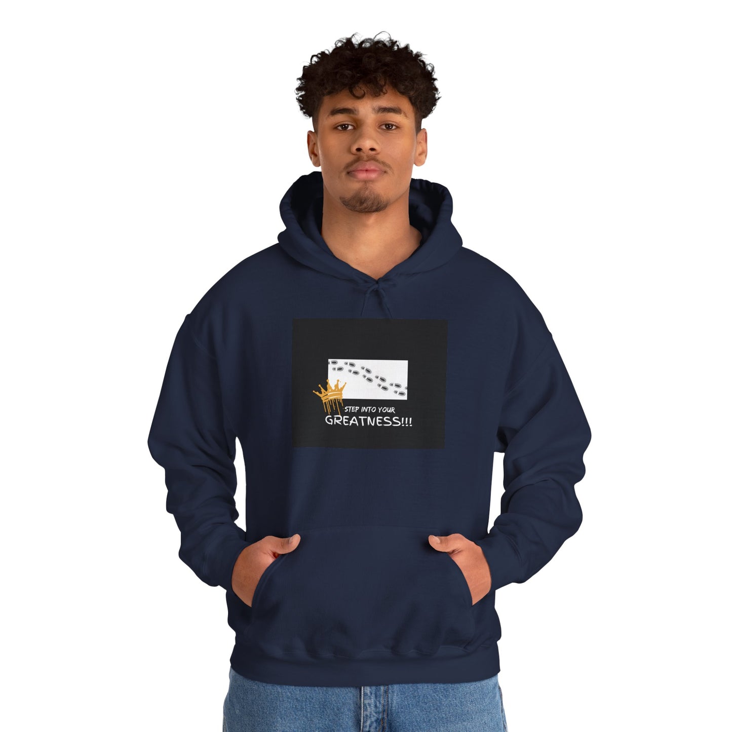 Navy blue hoodie with a graphic design  | Shop With Ara