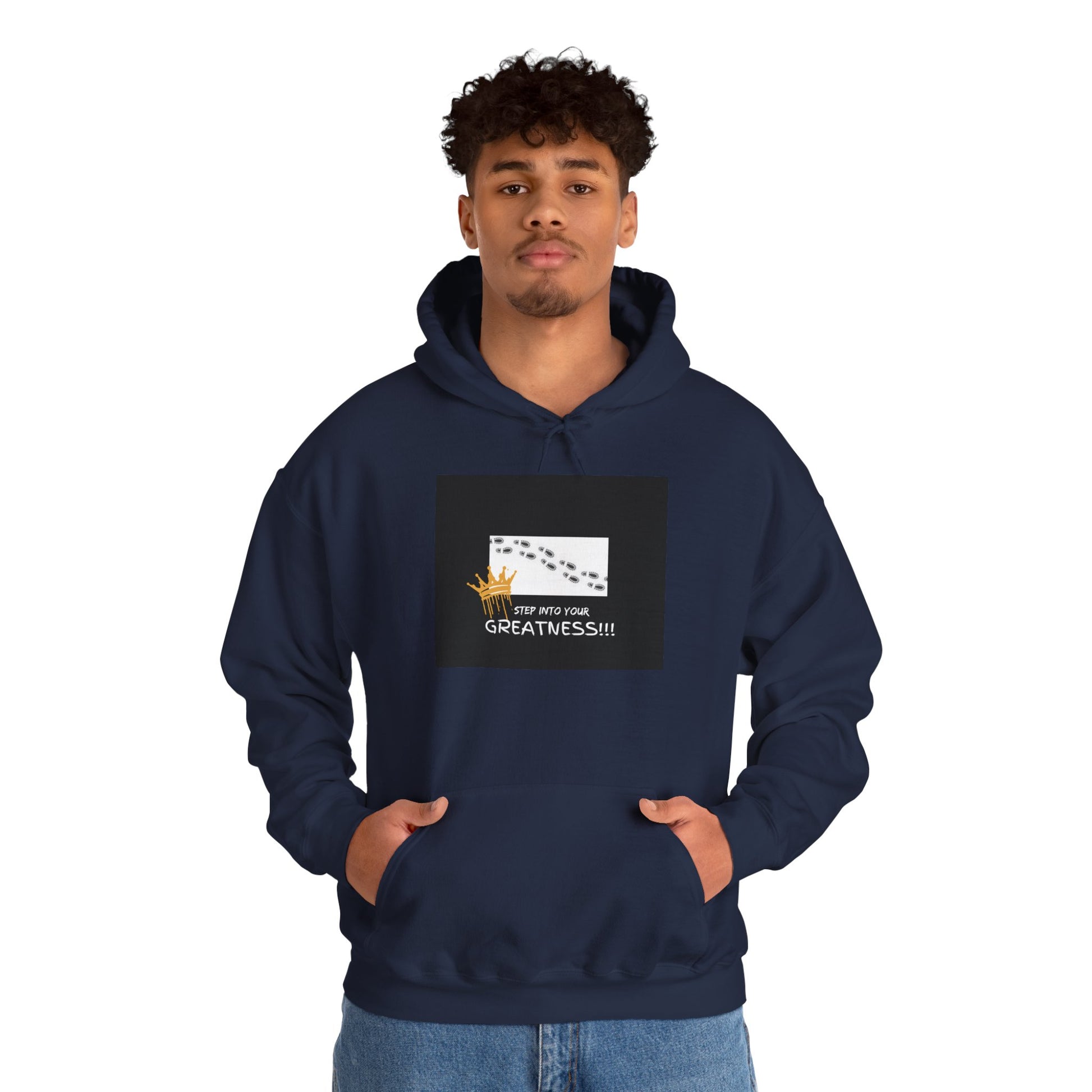 Navy blue hoodie with a graphic design  | Shop With Ara