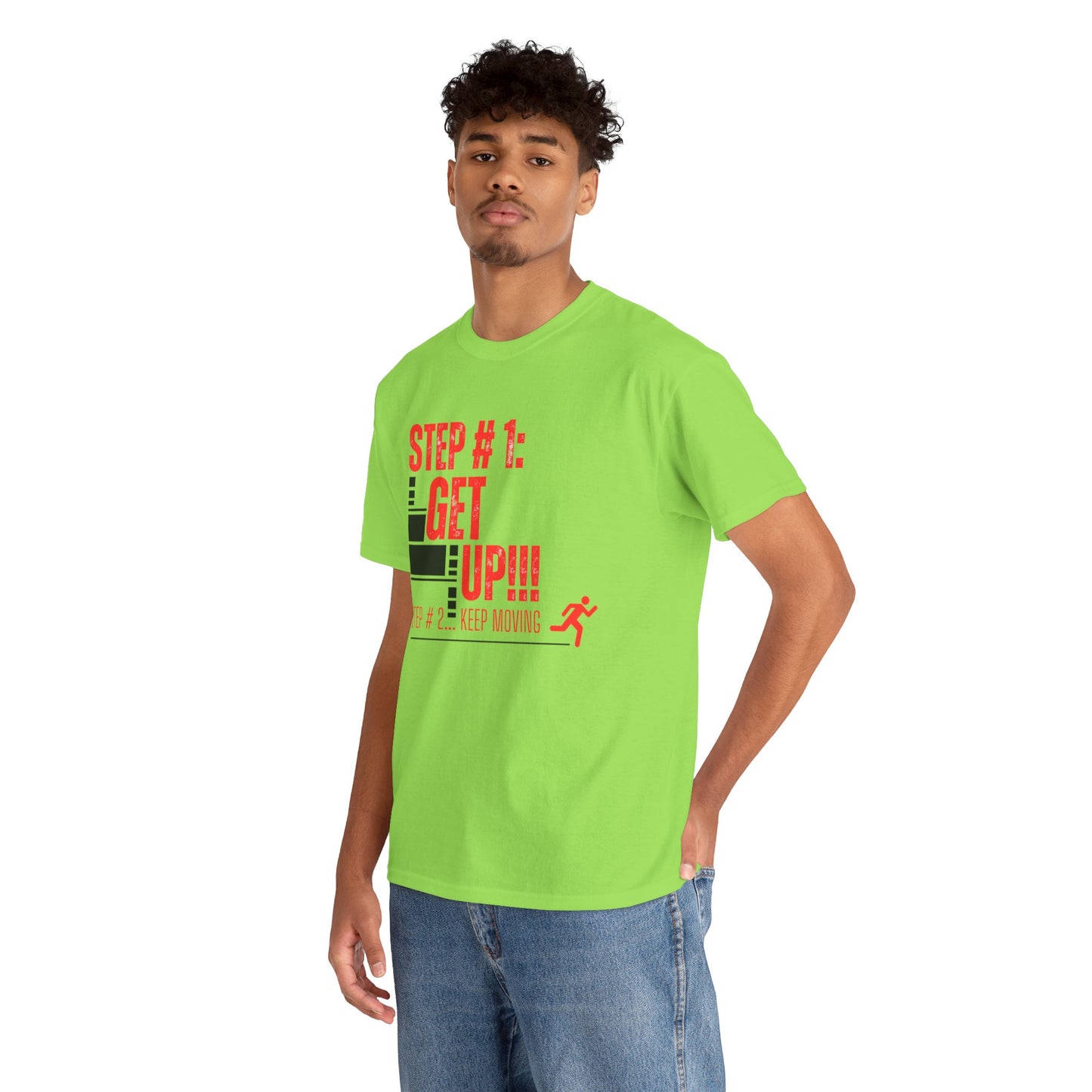  bright green t-shirt with red and black text | Shop With Ara